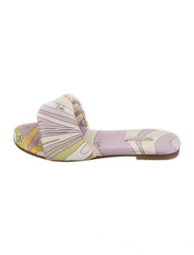 Pre-owned Pucci Satin Printed Slides In Purple