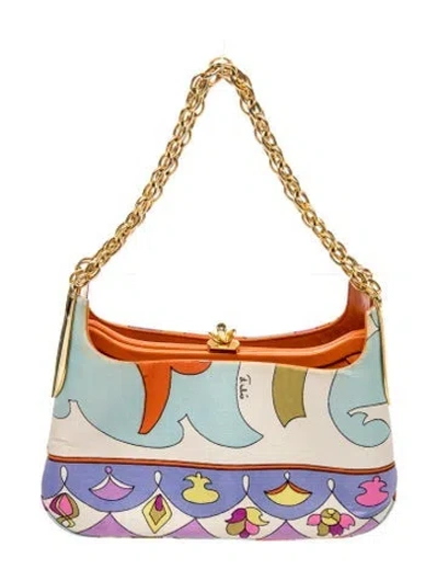 Pre-owned Pucci Satin Shoulder Bag In Neutrals