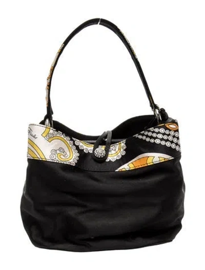 Pre-owned Pucci Satin Top Handle Bag In Black