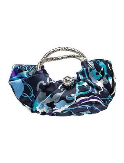 Pre-owned Pucci Satin Top Handle Bag In Blue