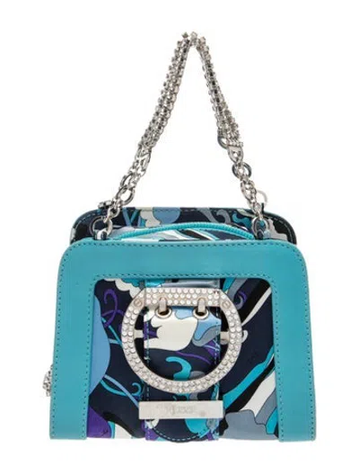 Pre-owned Pucci Satin Top Handle Bag In Blue