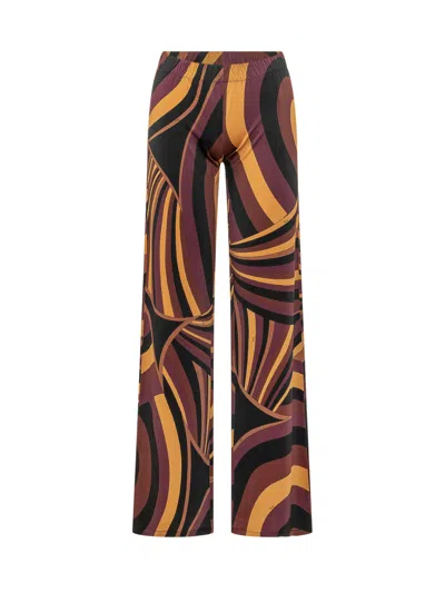 Pucci Satin Trousers T-shirt In Bordeaux Gold