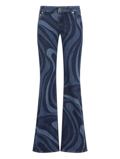 PUCCI MARMO-PRINT FLARED JEANS - WOMEN'S - ELASTANE/COTTON