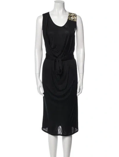 Pre-owned Pucci Scoop Neck Midi Length Dress In Black