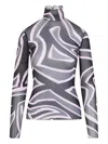 Pucci Semi Sheer Printed Long-sleeved High-neck Top In Multi