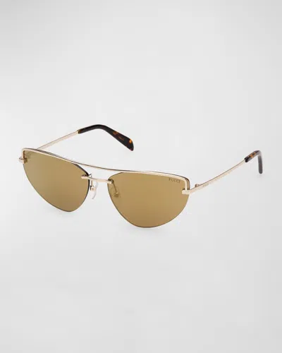 Pucci Semi-rimmed Metal & Acetate Cat-eye Sunglasses