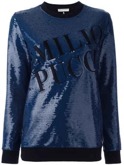 Pucci Sequin Embellished Sweatshirt In Blue