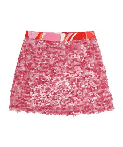 Pucci Sequined Midi Skirt In Pink