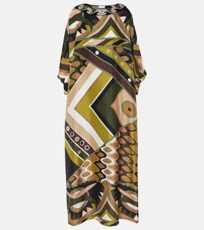 Pucci Sequined Silk Kaftan In Green