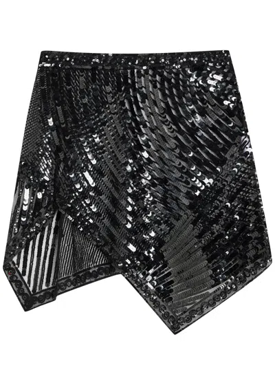 Pucci Sequin-embellished Asymmetric Tulle Mini Skirt In Multi