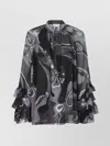 Pucci Sheer Blouse Ruffled Sleeves In Black