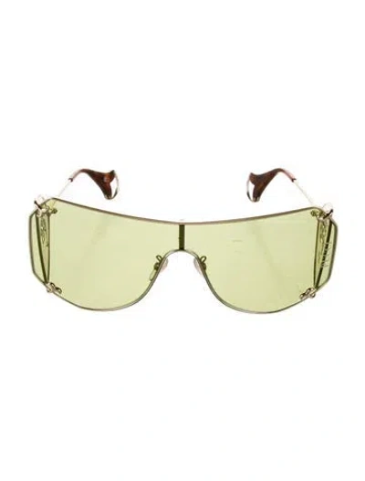 Pre-owned Pucci Shield Tinted Sunglasses In Gold/green