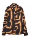 Pucci Multicolor Silk Pattern Shirt In Brown