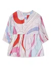 PUCCI SHIRT DRESS WITH IRIDE PRINT IN LIGHT BLUE/MULTICOLOUR