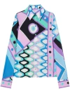 Pucci Vivara-print Satin Shirt In Blue
