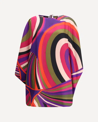 PUCCI SHORT CAFTAN IN SILK WITH MARMO PRINT