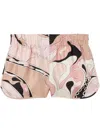 Pucci Silk Shorts With Abstract Print And Satin Finish In Pink