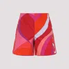 Pucci Geometric Design Cotton Shorts With Elastic Waistband In Pink
