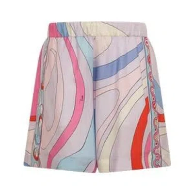 Pucci Kids' Shorts With Iris Print In Cream