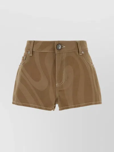 Pucci Shorts With Pockets And Belt Loops In Brown