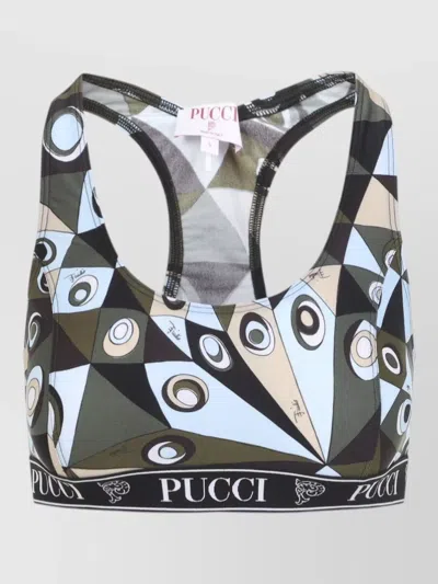Pucci Signature Print Tech Bra Top Racerback In Multi