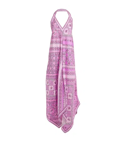 Pucci Silk Asymmetric Midi Dress In Pink