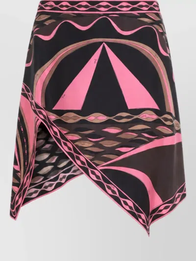 Pucci Dune Print Silk Scarf Skirt In Black