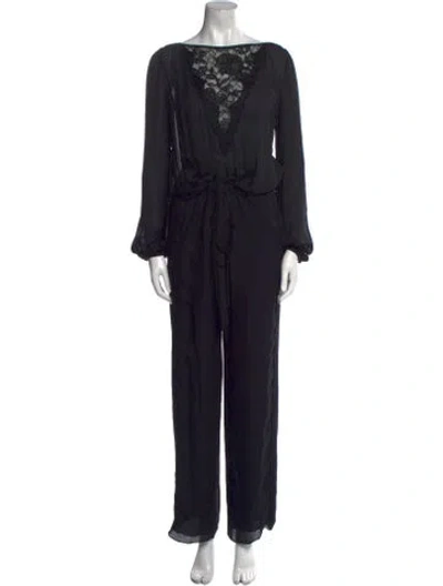 Pre-owned Pucci Silk Bateau Neckline Jumpsuit In Black