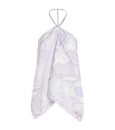 Pucci Silk Chain-tie Top In Purple