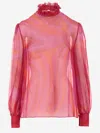 Pucci Semi-sheer Silk Chiffon Blouse In Red