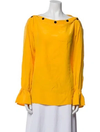 Pre-owned Pucci Silk Cowl Neck Blouse In Yellow