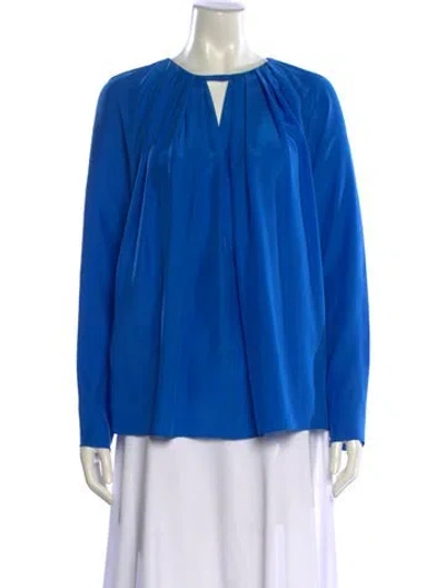 Pre-owned Pucci Silk Crew Neck Blouse In Blue