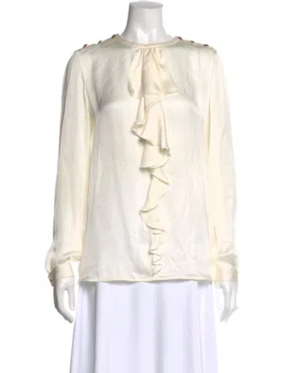 Pre-owned Pucci Silk Crew Neck Blouse In Neutral
