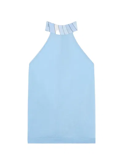 Pucci Silk Detail Top In Blue