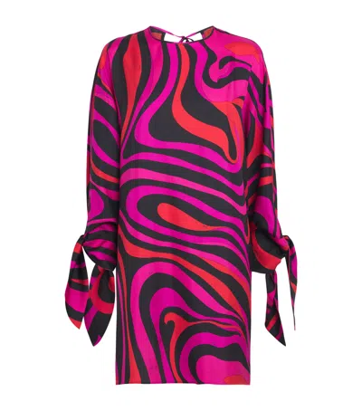 Pucci Silk Fari Kaftan Mini Dress In Multi