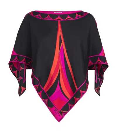 Pucci Silk Fari Kaftan Top In Black