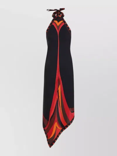 Pucci Silk Fari Print Asymmetric Beach Dress In Multi
