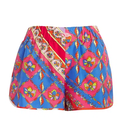 Pucci Silk Festa Print Shorts In Multi