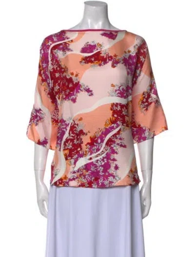 Pre-owned Pucci Silk Floral Print Blouse In Pink