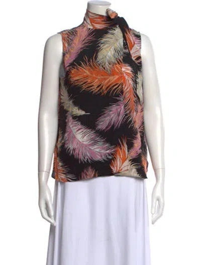 Pre-owned Pucci Silk Floral Print Blouse In White