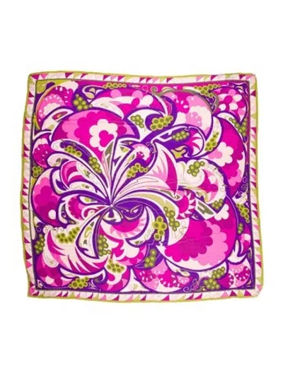 Pre-owned Pucci Silk Floral Print Scarf In Pink