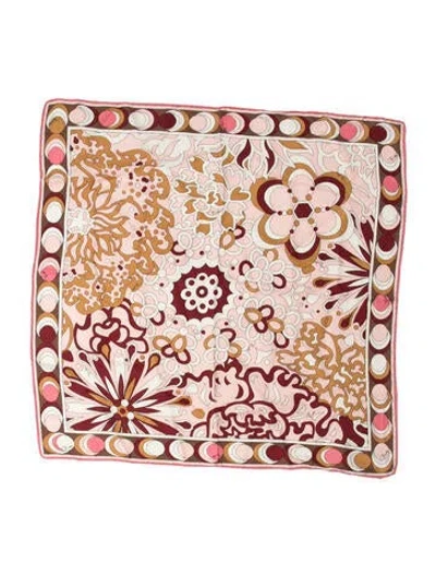 Pre-owned Pucci Silk Floral Print Scarf In Pink
