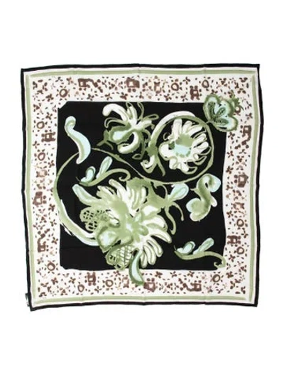 Pre-owned Pucci Silk Floral Print Scarf W/ Tags In Black