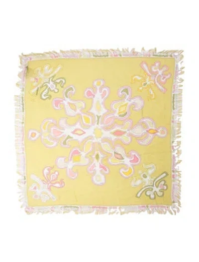 Pre-owned Pucci Silk Floral Print Scarf In Yellow