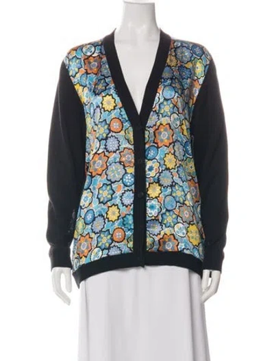 Pre-owned Pucci Silk Floral Print Sweater In Green