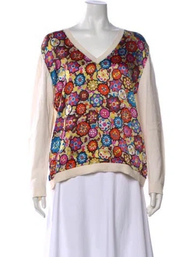 Pre-owned Pucci Silk Floral Print Sweater In Neutral
