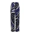Pucci Printed Wide Leg Trousers With Elastic Waistband In Blue