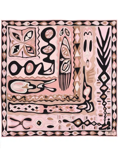 Pucci Silk Foutherd Style Scarf - 90 Cm X 90 Cm In Purple
