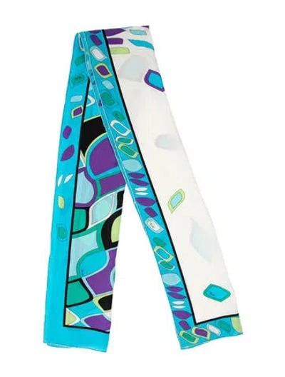 Pre-owned Pucci Silk Graphic Print Scarf In Blue