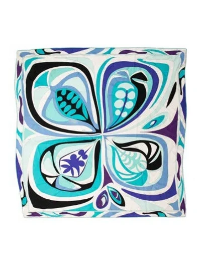 Pre-owned Pucci Silk Graphic Print Scarf In Blue